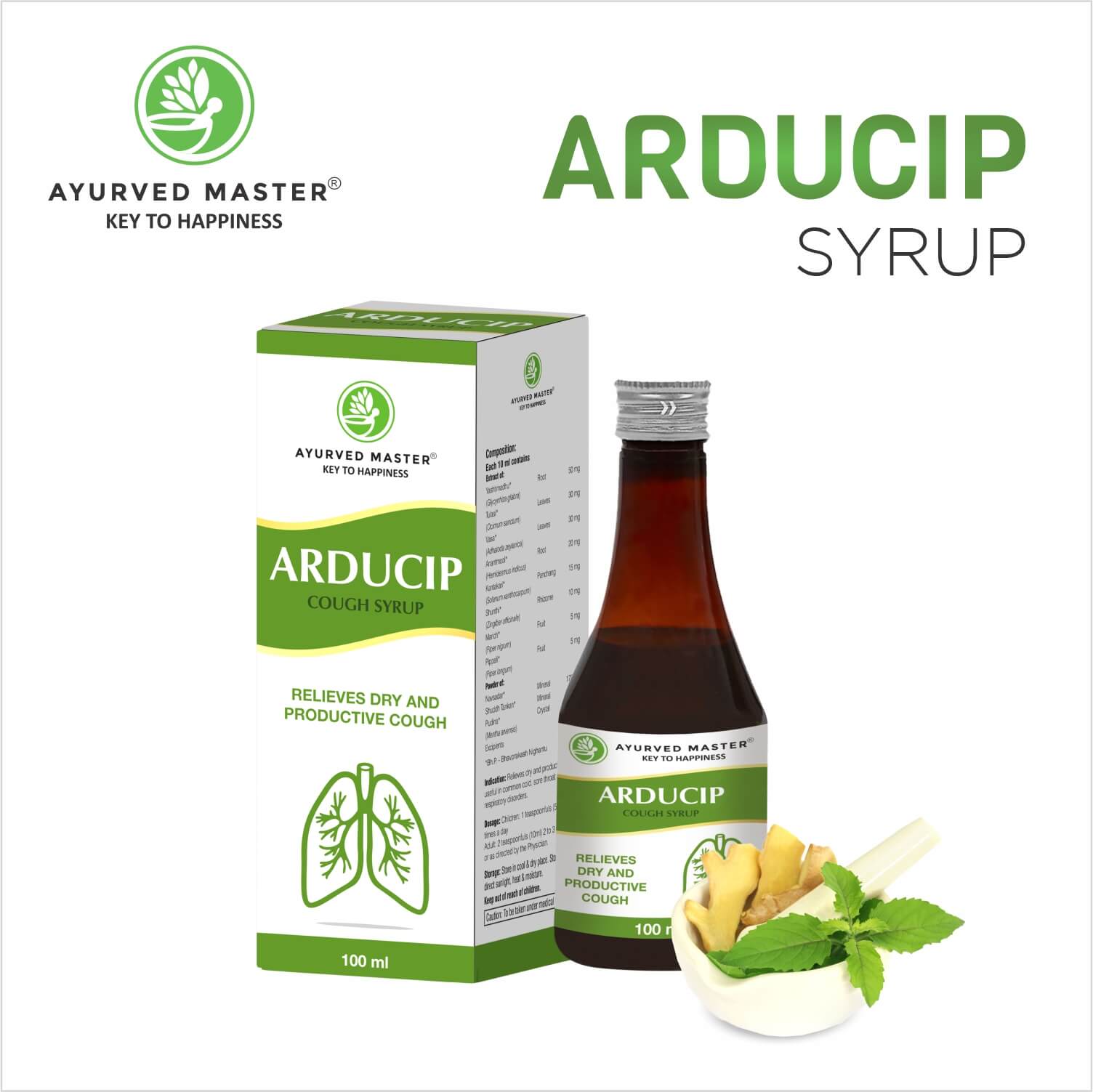 AYURVED MASTER ARDUCIP COUGH SYRUP RELIVES DRY & PRODUCTIVE COUGH