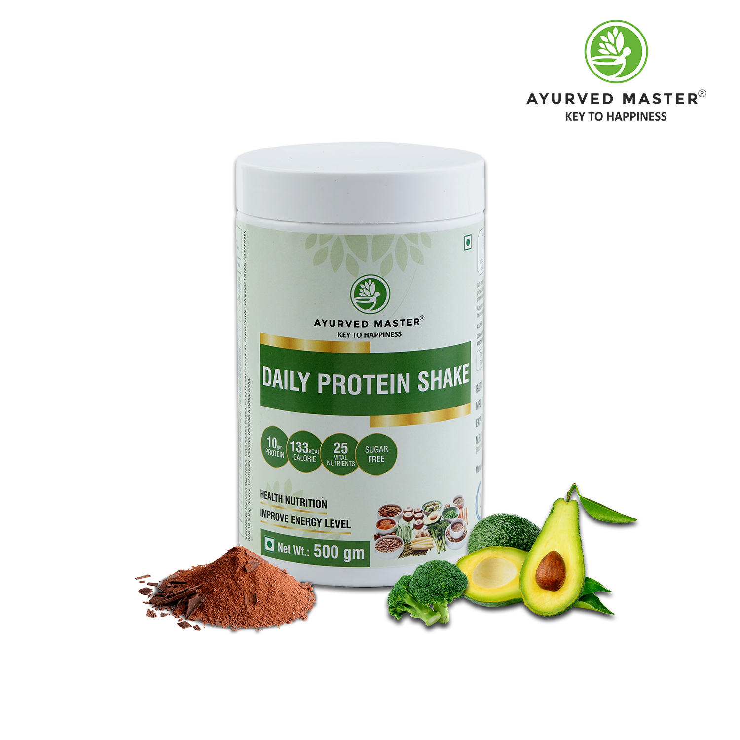 Ayurved Master 100% Vegan Daily Protein Shake Powder for Men & Women, Build Muscle & Immunity - Protein Shake  (500 g, Chocolate)
