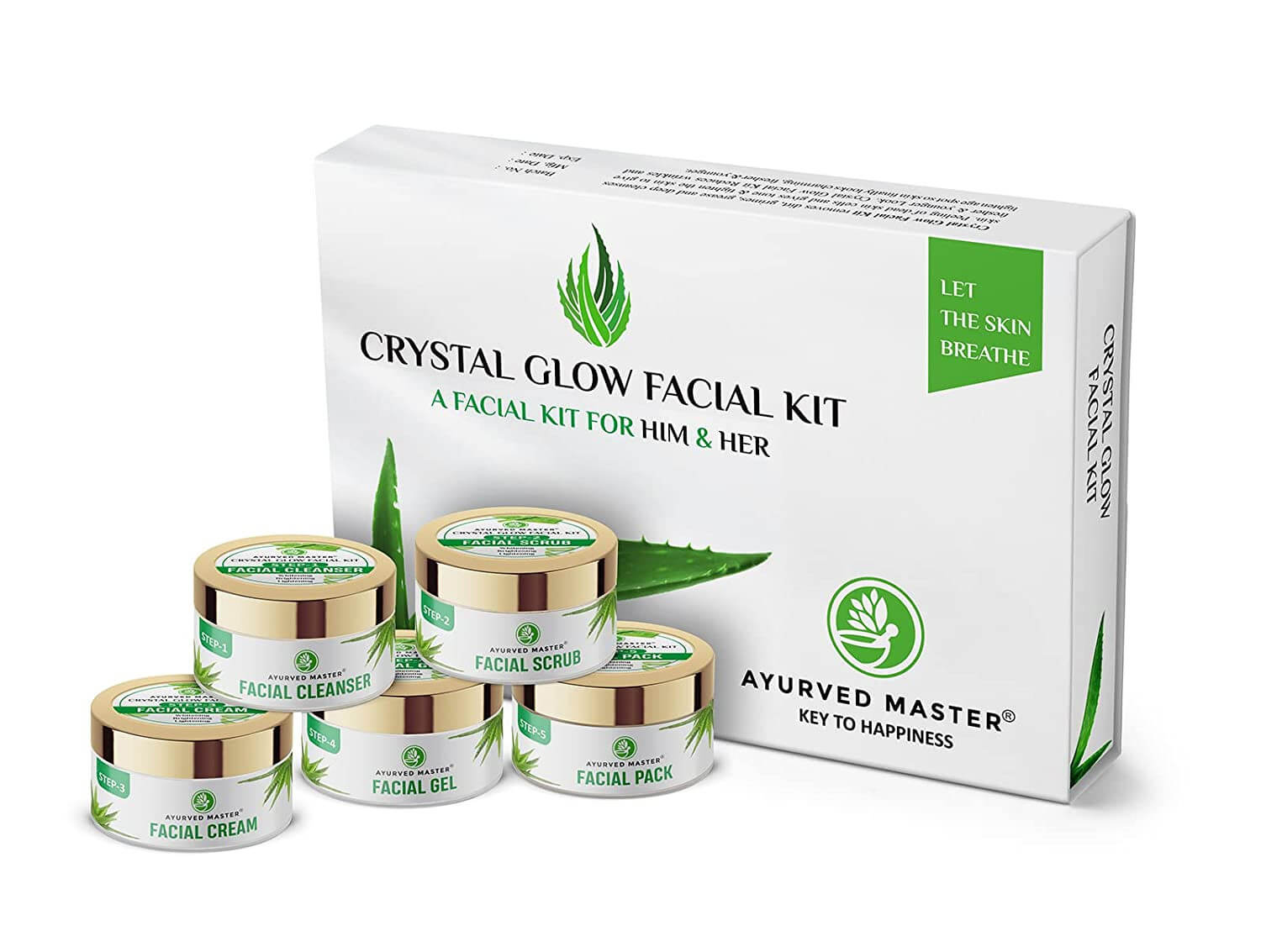 Facial Kit Contains Aloevera Based Face Scrub, Face Pack, Face Massage Cream, Face Cleanser and Face Gel