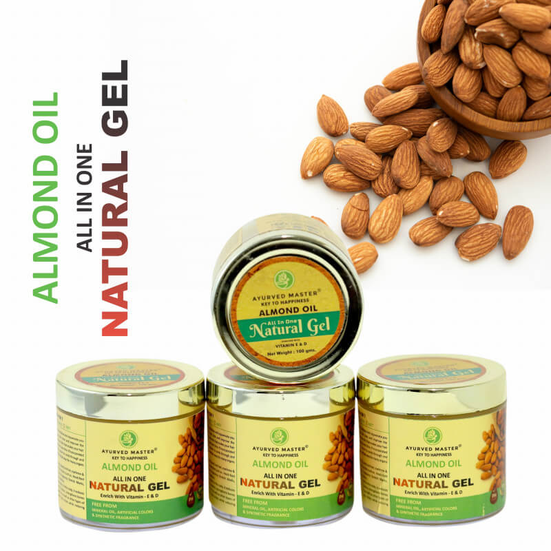 Natural Almond Oil All in One Multipurpose Gel For Skin, Hair, Beard, Lips, Nails and Feet | 100GM