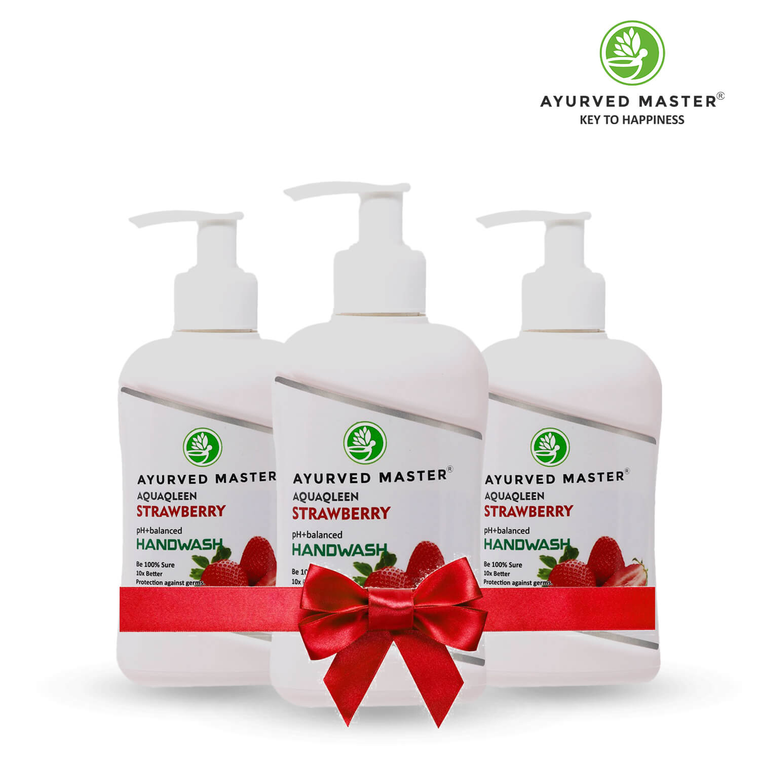 Ayurved Master Advanced Skincare Moisturizing Liquid Strawberry Hand Wash Dispenser Bottle, Fights 100 Illness Causing Germs | 750ML (250ml*3)