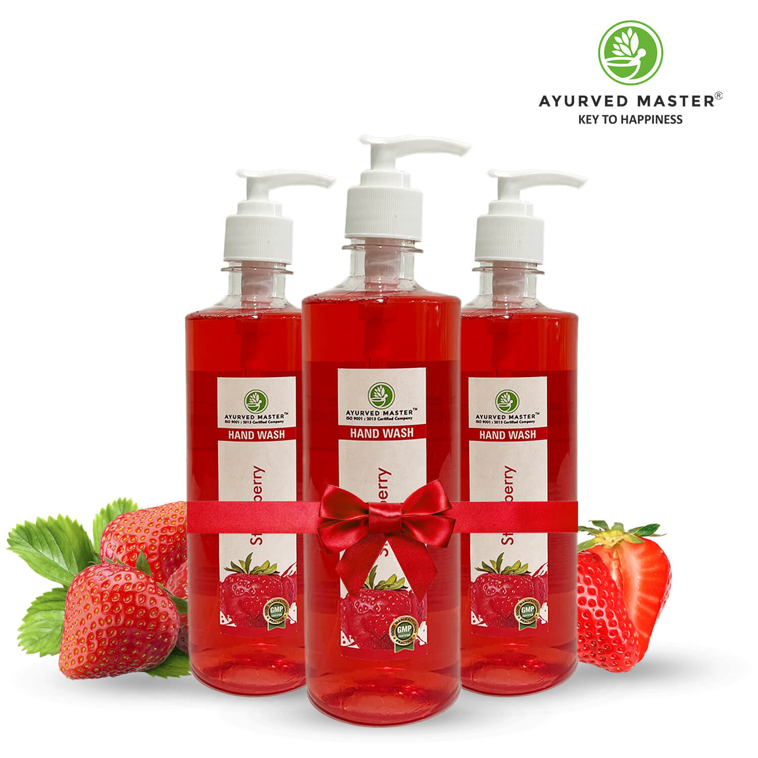Ayurved Master Advanced Skincare Moisturizing Liquid Strawberry Hand Wash Refill Bottle, Fights 100 Illness Causing Germs | 1500ML (500ml*3)