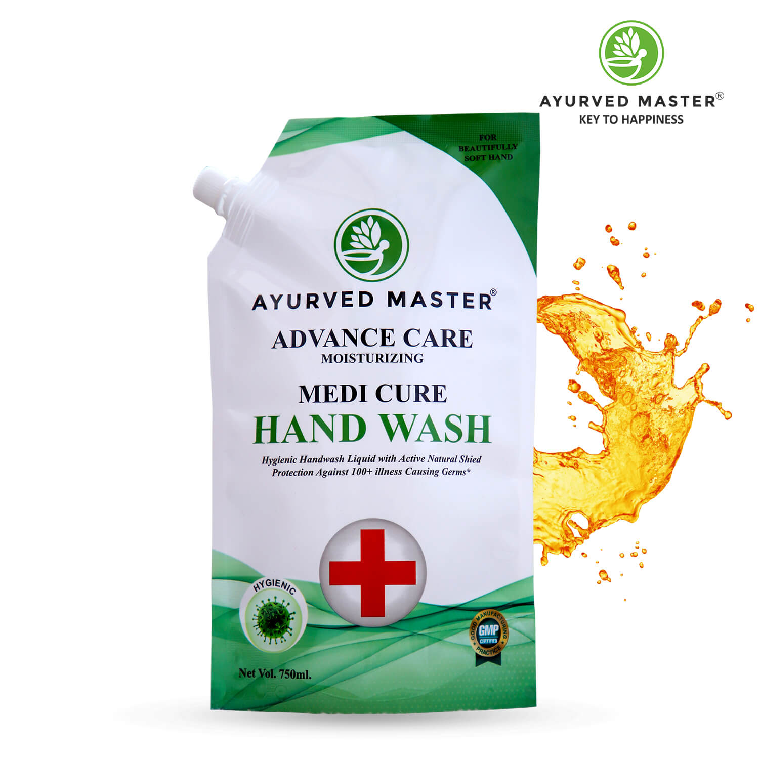 Advanced Skincare Moisturizing Liquid Medicure Hand Wash Refill Pouch, Fights 100 Illness Causing Germs | 750ML